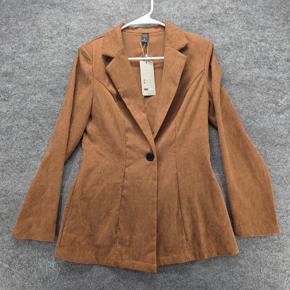 Emery Rose Blazer Womens M Brown Corduroy Slim Notch Lapel One-Button Tailored